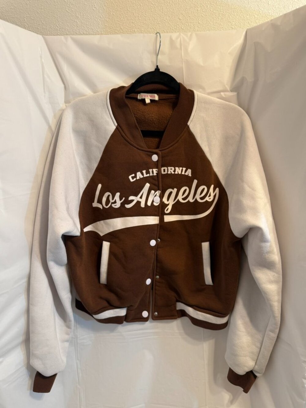 Stella Tweed California Los Angeles Brown Varsity Jacket Small